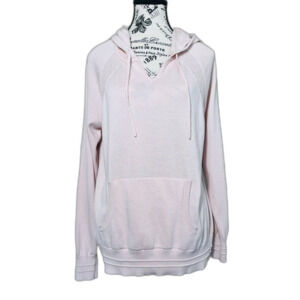 Athleta Evergreen Pullover Hoodie Sweater Pink Large EUC Cozy Athleisure